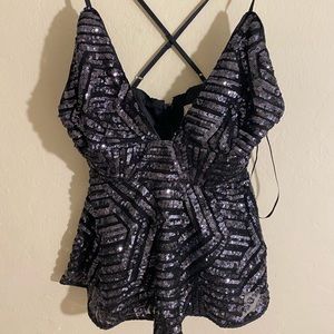 Forever 21 Sequin Black Tank Top